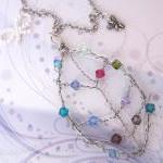 Silver Wire Leaf Of Colors Necklace..